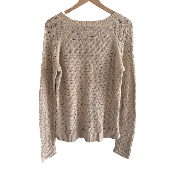 LOFT Open Knit Crochet Sweater Women’s Size Large Casual Boho Fall - Picture 8 of 13